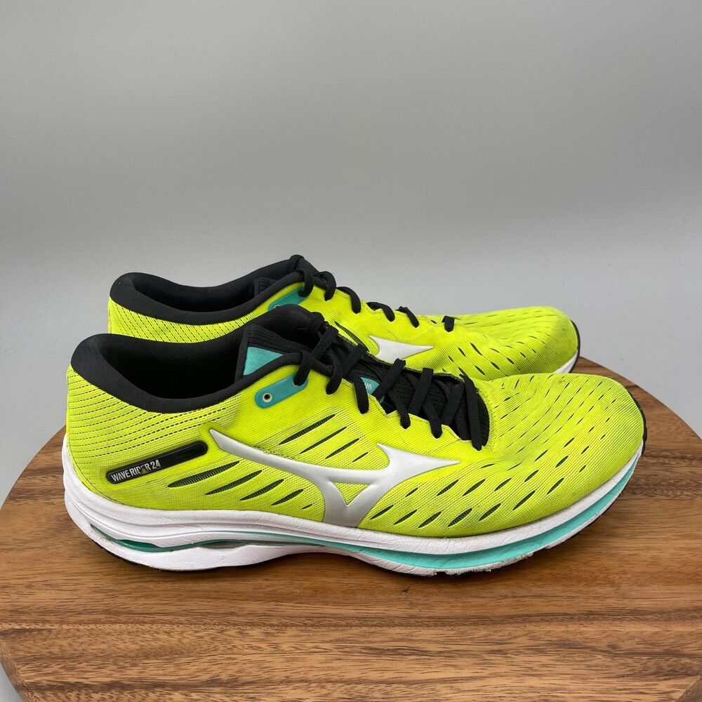 Mizuno Wave Rider 24 Shoes Size 13 Neon Yellow Running Comfort walking Sneakers